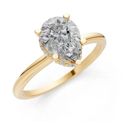 Pear Hidden Double Halo Engagement Ring
