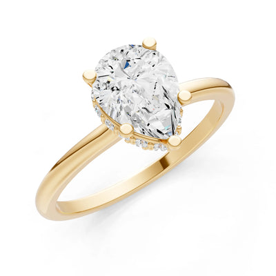 Pear Hidden Double Halo Engagement Ring