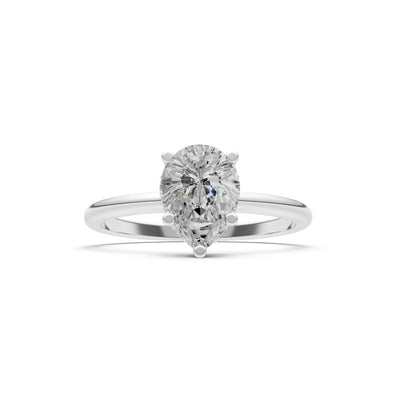 Pear Hidden Double Halo Engagement Ring