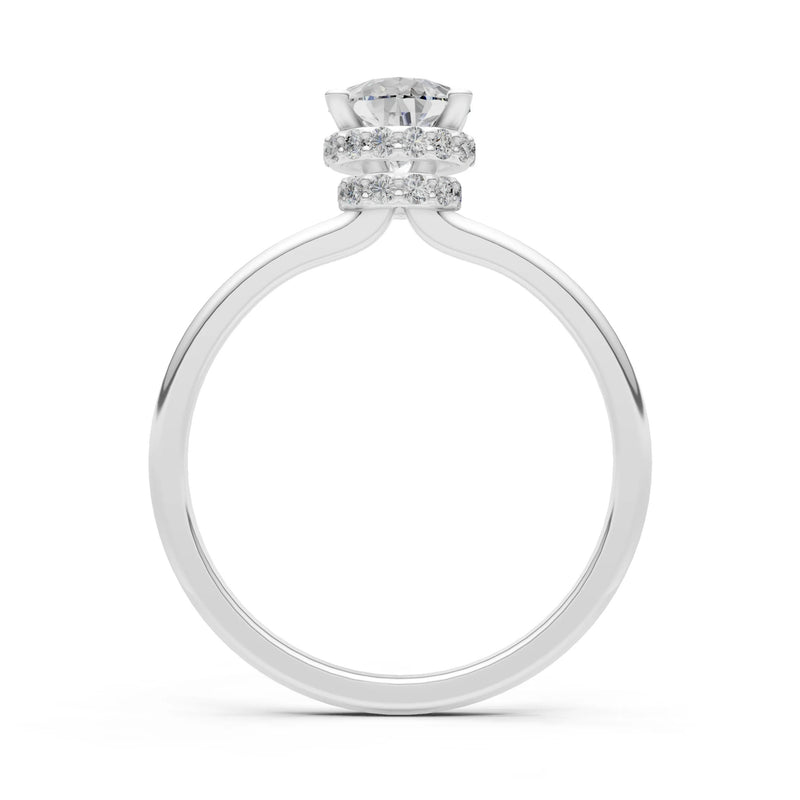 Pear Hidden Double Halo Engagement Ring