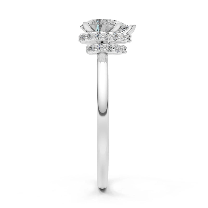 Pear Hidden Double Halo Engagement Ring