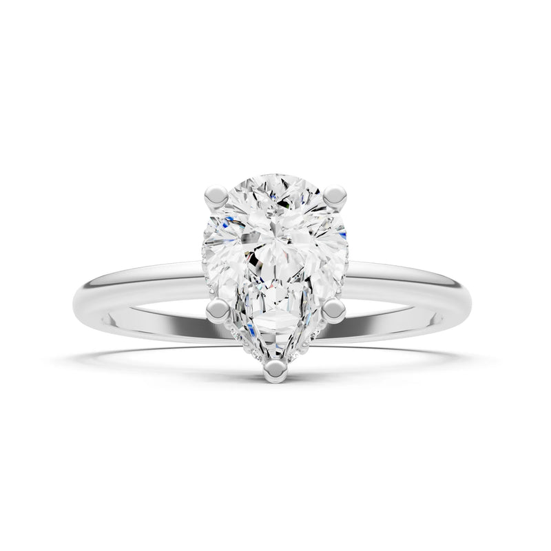 Diamond Pear Hidden Double Halo Engagement Ring