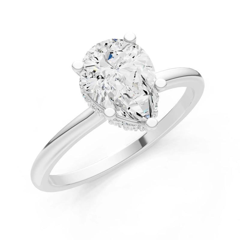 Diamond Pear Hidden Double Halo Engagement Ring