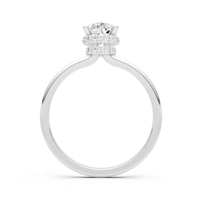 Diamond Pear Hidden Double Halo Engagement Ring