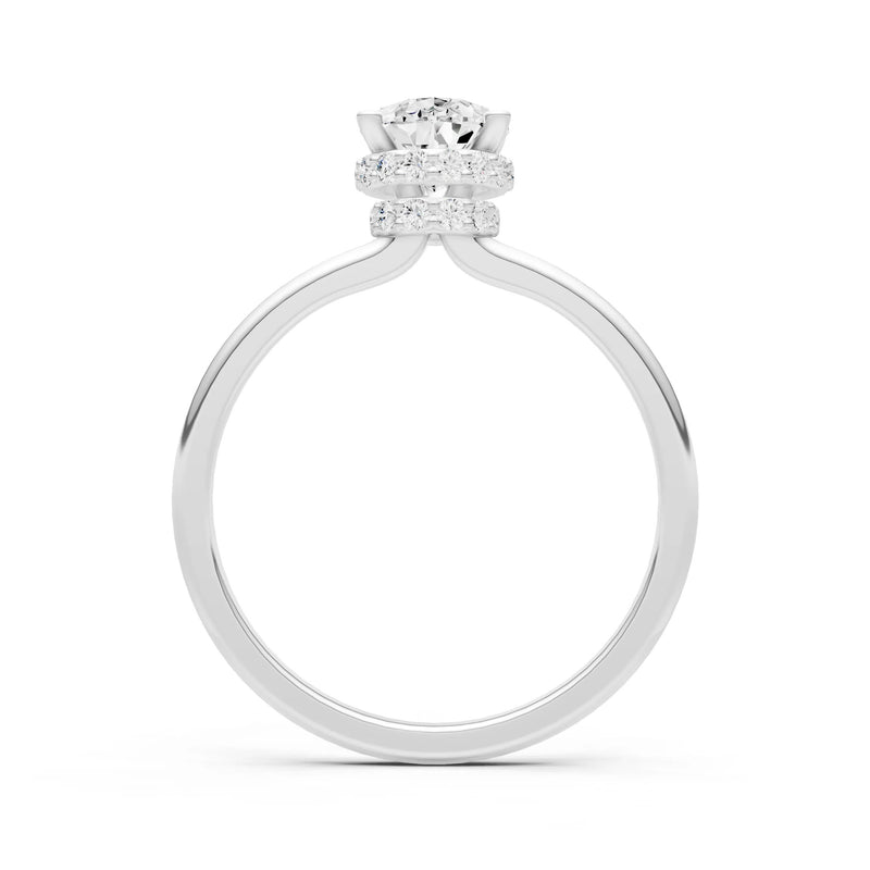 Diamond Pear Hidden Double Halo Engagement Ring