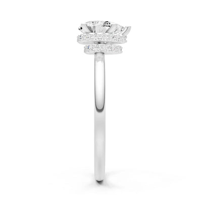 Diamond Pear Hidden Double Halo Engagement Ring