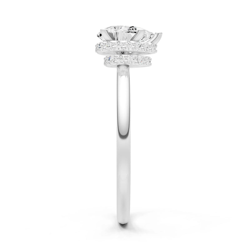 Diamond Pear Hidden Double Halo Engagement Ring