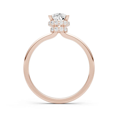Pear Hidden Double Halo Engagement Ring