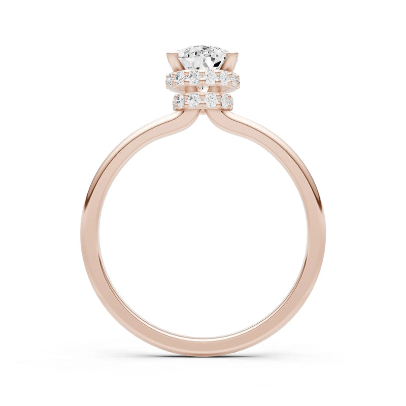 Pear Hidden Double Halo Engagement Ring