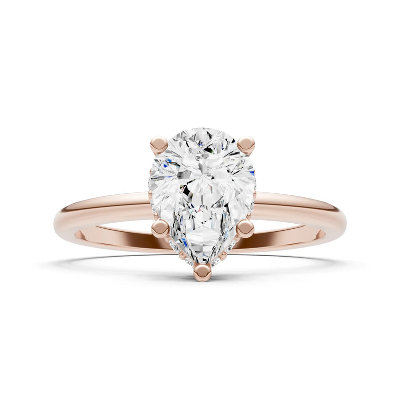 Pear Hidden Double Halo Engagement Ring