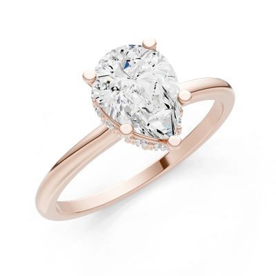 Pear Hidden Double Halo Engagement Ring