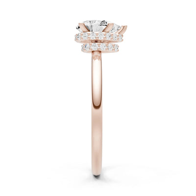 Pear Hidden Double Halo Engagement Ring
