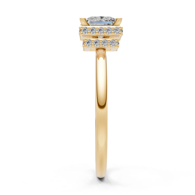 Princess-Cut Hidden Double Halo Diamonds Engagement Ring