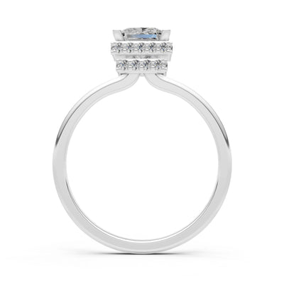 Princess-Cut Hidden Double Halo Diamonds Engagement Ring