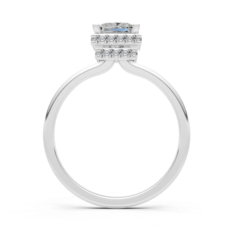 Princess-Cut Hidden Double Halo Diamonds Engagement Ring