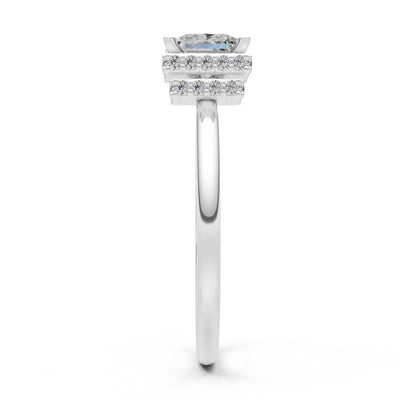 Princess-Cut Hidden Double Halo Diamonds Engagement Ring