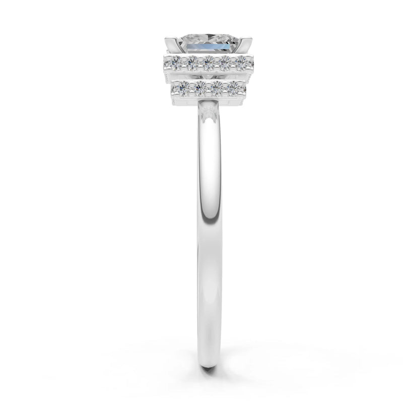 Princess-Cut Hidden Double Halo Diamonds Engagement Ring