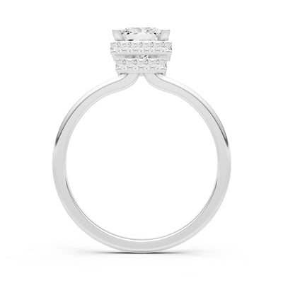Diamond Princess Cut Hidden Double Halo Engagement Ring