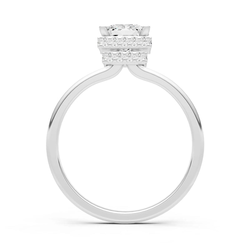 Diamond Princess Cut Hidden Double Halo Engagement Ring