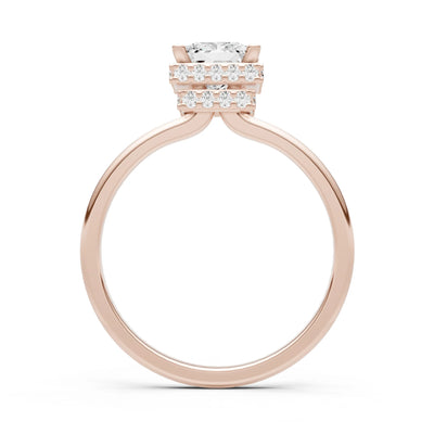 Diamond Princess Cut Hidden Double Halo Engagement Ring