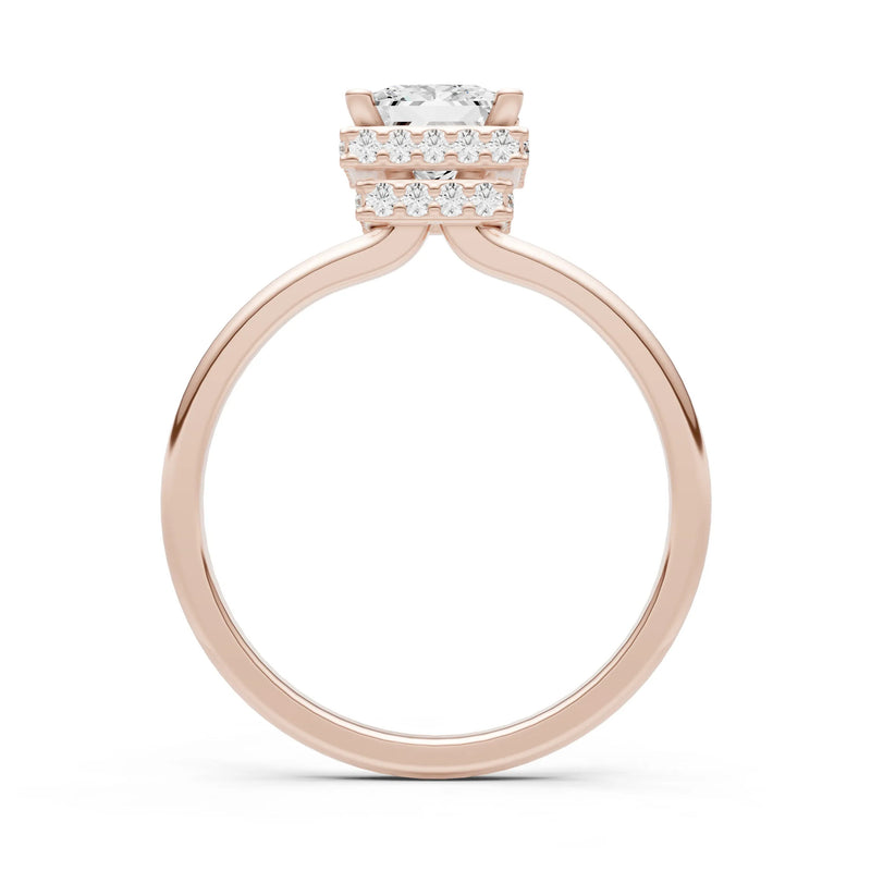 Diamond Princess Cut Hidden Double Halo Engagement Ring