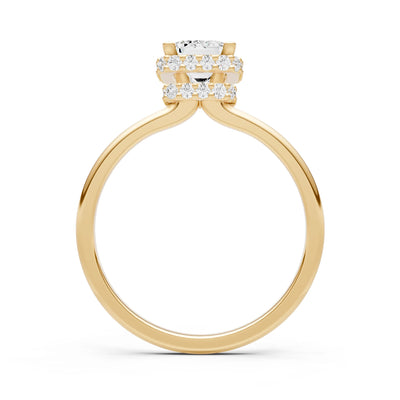 Diamond Emerald Hidden Double Halo Engagement Ring