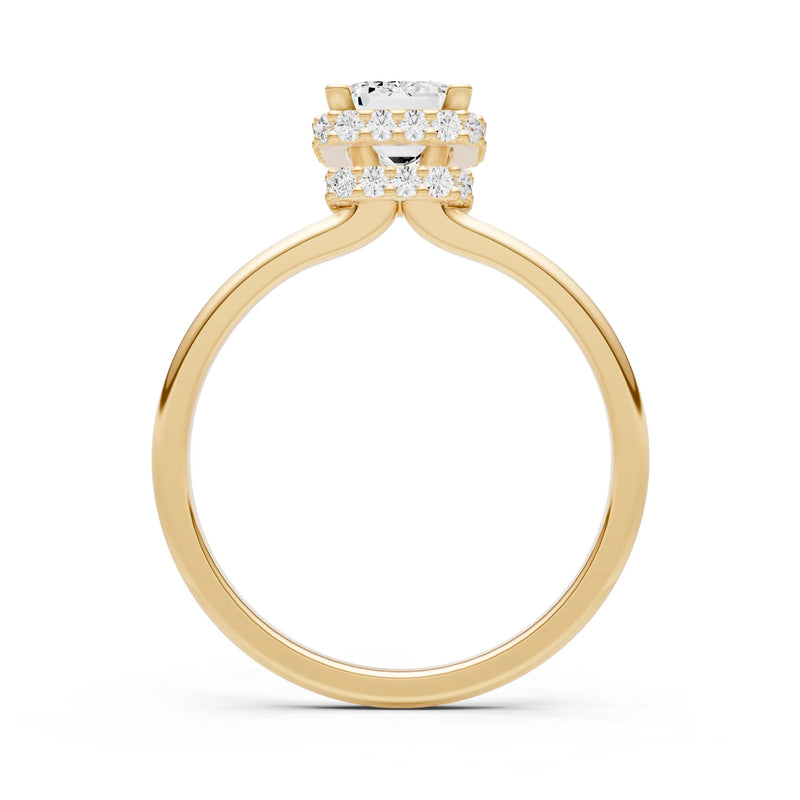 Diamond Emerald Hidden Double Halo Engagement Ring