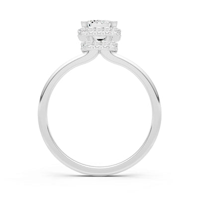 Diamond Emerald Hidden Double Halo Engagement Ring