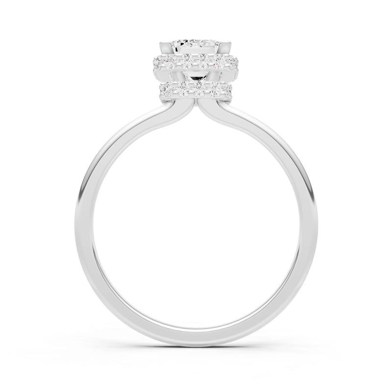 Diamond Emerald Hidden Double Halo Engagement Ring