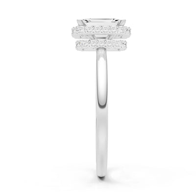 Diamond Emerald Hidden Double Halo Engagement Ring