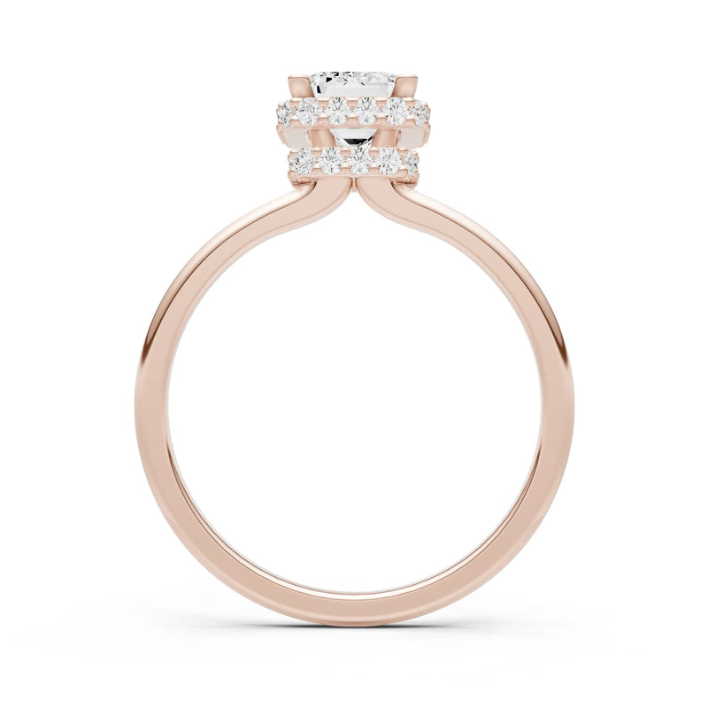 Diamond Emerald Hidden Double Halo Engagement Ring