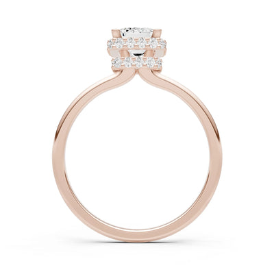 Emerald Hidden Double Halo Engagement Ring