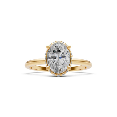 Oval Hidden Double Halo Engagement Gold Ring