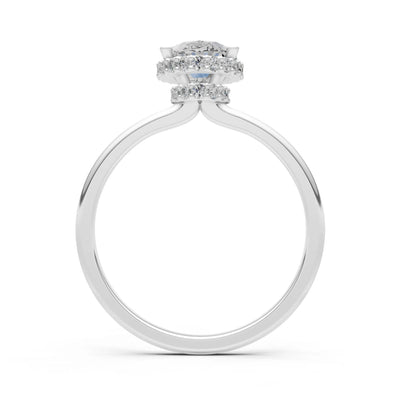 Oval Hidden Double Halo Engagement Gold Ring