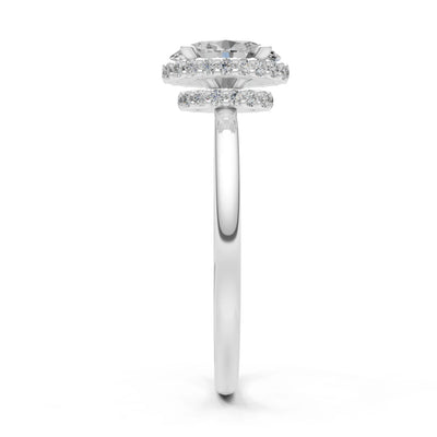Oval Hidden Double Halo Engagement Gold Ring