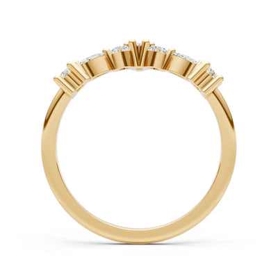 Diamond Round and  Marquise Chevron Wedding Ring