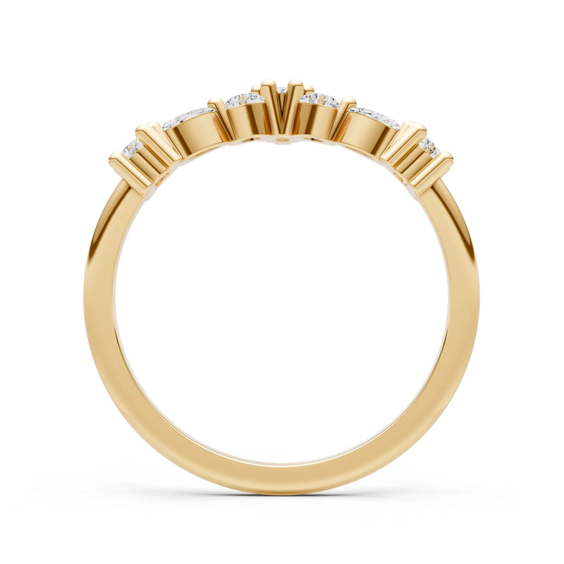 Diamond Round and  Marquise Chevron Wedding Ring
