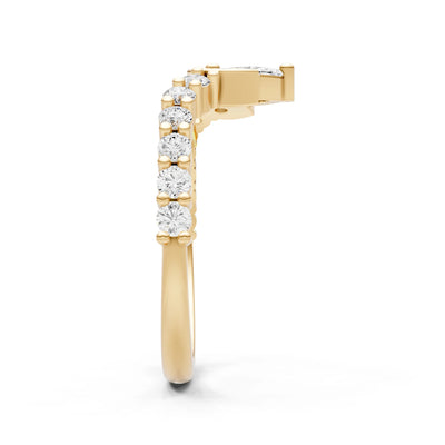 Marquise and Round-cut Lab Grown Diamonds Chevron Gold Ring