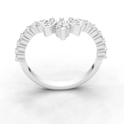 Round and  Marquise Chevron Ring