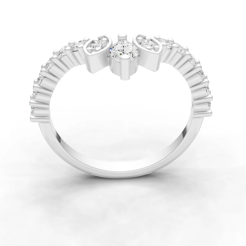 Round and  Marquise Chevron Ring