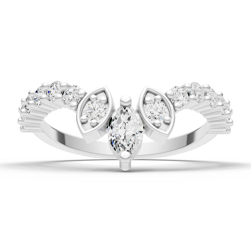 Round and  Marquise Chevron Ring