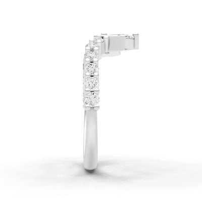 Round and  Marquise Chevron Ring