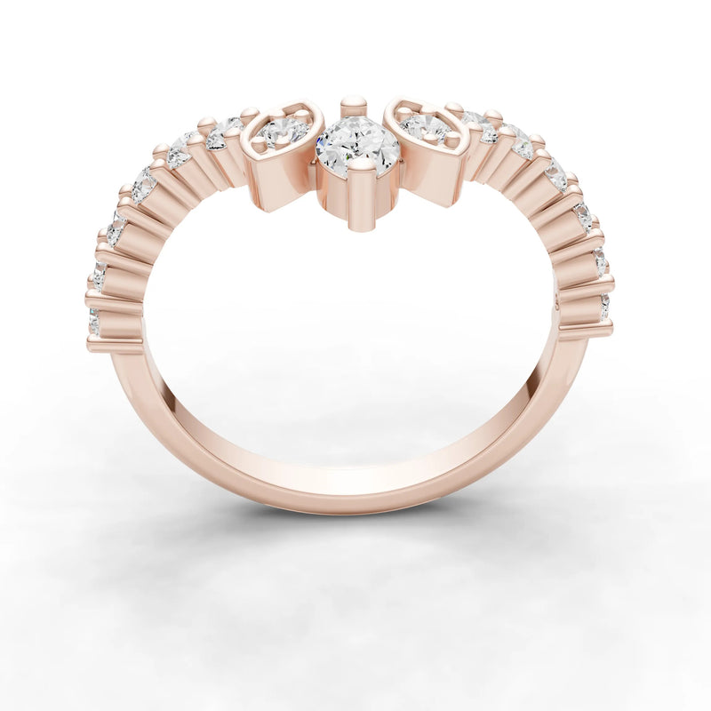Round and  Marquise Chevron Ring