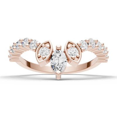 Round and  Marquise Chevron Ring