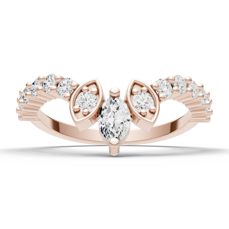 Round and  Marquise Chevron Ring