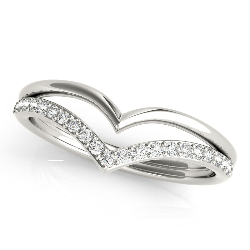 Chevron Round Diamond Wedding Ring