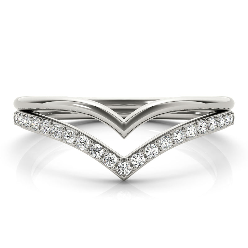 Chevron Round Diamond Wedding Ring