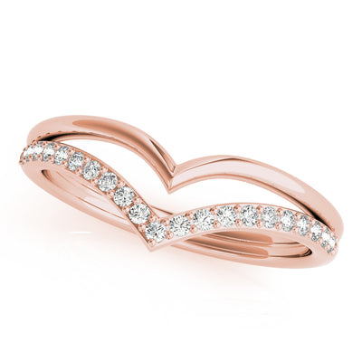 10k Yellow Gold heart-shaped and chevron contour design ring, accented with a row of sparkling round-cut diamonds