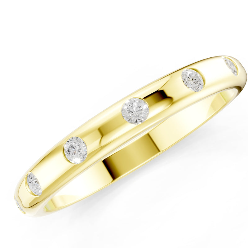 Flush Set Gemstone Wedding Gold Ring