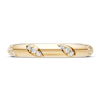 Twisted Gold Band Ring with Diagonally Set Round-Cut Lab-Grown Diamonds